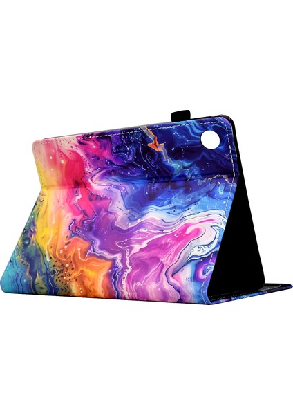 Samsung Galaxy Tab A9 Desen Baskı Darbeye Dayanıklı Deri Kart Tutucu Stand Mermer Desen Tablet Kılıfı (Yurt Dışından)