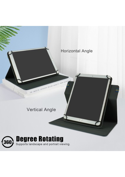 Evrensel 9 11 Inç Pu Deri+Kumaş 360 Derece Dönebilen Folyo Stand Koruyucu Tablet Kılıfı (Yurt Dışından)