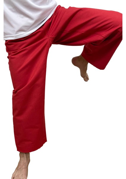 Taekwondo Alt Dobok Kırmızı Siyah Taekwondo Pantolon - Fitilli Dobok