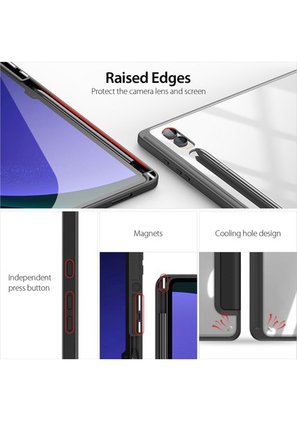 Samsung Galaxy Tab S10 Ultra Pu Deri Üç Katlı Standlı Tablet Kılıfı (Yurt Dışından)