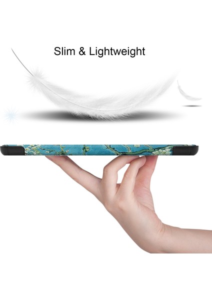 Samsung Galaxy Tab S10+ Desenli Baskı Deri Standlı Kayısı Çiçeği Tablet Kılıfı (Yurt Dışından)
