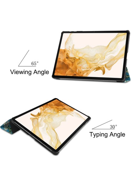 Samsung Galaxy Tab S10+ Desenli Baskı Deri Standlı Kayısı Çiçeği Tablet Kılıfı (Yurt Dışından)
