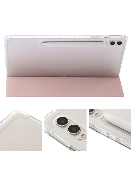 Samsung Galaxy Tab S10 Ultra Üç Katlı Standlı Deri+TPU Akrilik Arka Tablet Kılıfı (Yurt Dışından)