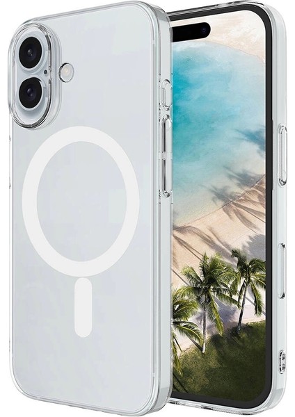 Apple iPhone 16 Plus Kılıf Redclick Magsafe Şarj Özellikli Şeffaf Tek Kamera Çerçeveli Porto Kapak