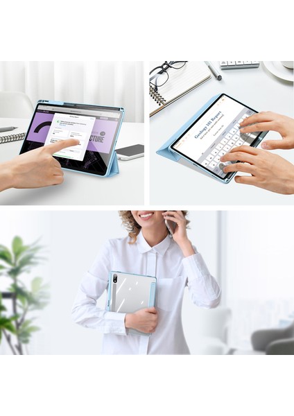 Samsung Galaxy Tab S10 Plus Pu Deri Üç Katlı Standlı Tablet Kılıfı (Yurt Dışından)