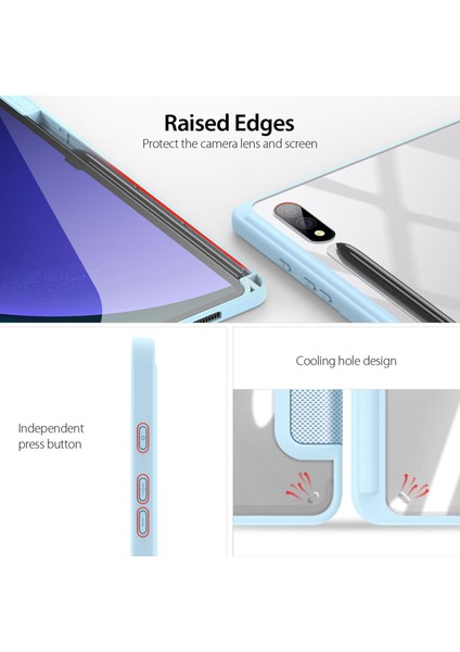 Samsung Galaxy Tab S10 Plus Pu Deri Üç Katlı Standlı Tablet Kılıfı (Yurt Dışından)