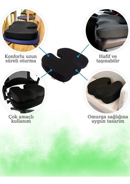 Koltuk Minderi Kuyruk Sokumu Ortopedik Hafızalı U Koltuk Ev Ofis Oto Oturma Masajlı Yastık Pedi
