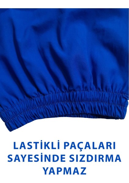 Demans Tulumu - Hasta Bakım Tulumu - Kısa Kol Lastikli Model Mavi Renk - Small Beden
