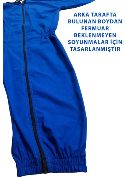 Demans Tulumu - Hasta Bakım Tulumu - Kısa Kol Lastikli Model Mavi Renk - Small Beden