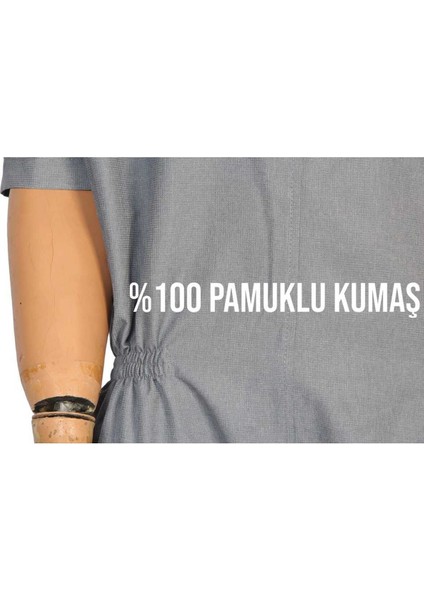 L - Demans Tulumu - Hasta Bakım Kıyafeti - Kısa Kol Gri Kumaş Pamuk fiyatları