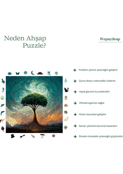 Yaşam Ağacı Ahşap Puzzle Yetişkin Benzersiz Parçalı Yapboz Puzzle Yapıştırıcılı S1-02