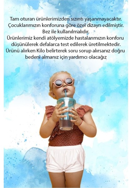 Yıkanabilir Bebek ve Çocuk Için Bez Üstü Slip Hasta Mesane Emici Külot 9-10 Yaş
