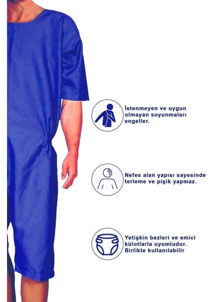 Özel Tasarım Demans Tulumu Kısa Kol Arkadan Fermuarlı Hasta Bakım Tulumu - Small Beden fırsatları