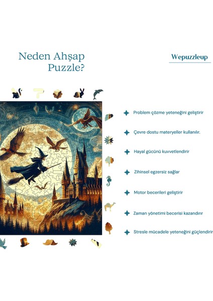 Hogwarts'ın Gizemi Ahşap Puzzle Yetişkin Benzersiz Parçalı Yapboz Puzzle Yapıştırıcılı S1-07