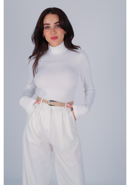Kadın Ekru Dik Yaka Çıtçıtlı Body fırsatları