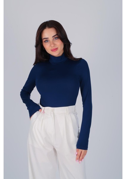 Kadın Lacivert Dik Yaka Çıtçıtlı Body modelleri