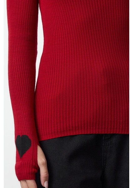 Kadın Moda Şık Dik Yaka Standart Kol Regular Kol Detaylı Triko Kazak modelleri