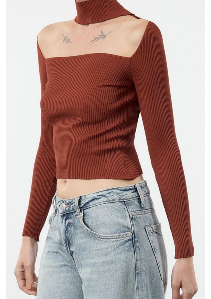 Kadın Moda Şık Kare Yaka Reglan Kol Regular Yaka Detaylı Triko Kazak fiyatları