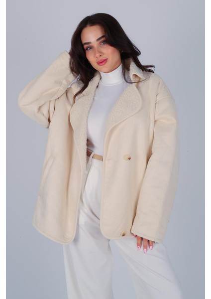 Kadın Aekru Içi Peluş Düğmeli Mont modelleri