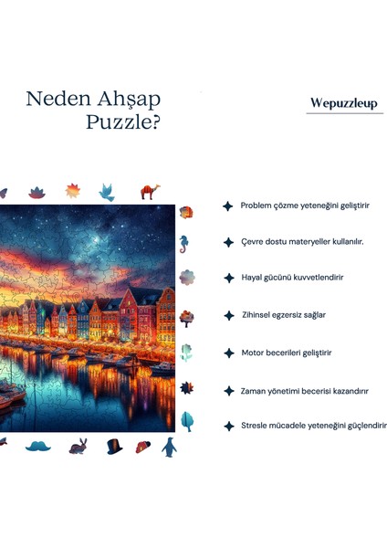 Huzurlu Liman Manzarası Ahşap Puzzle Yetişkin Benzersiz Parçalı Yapboz Puzzle Yapıştırıcılı S1-12