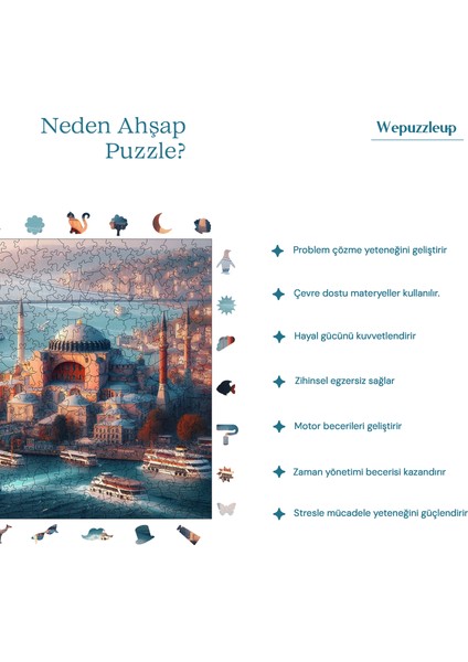 Boğazın Incisi Ayasofya Ahşap Puzzle Yetişkin Benzersiz Parçalı Yapboz Puzzle Yapıştırıcılı S1-13