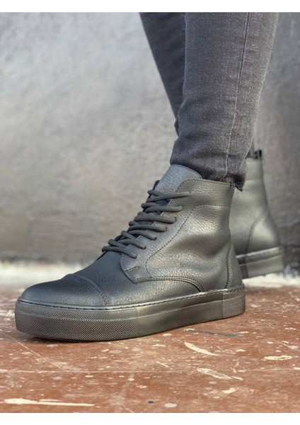 CH029 Cst Vulcanized Lace Up Erkek Bot Sıyah