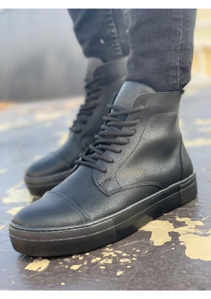 CH029 Cst Vulcanized Lace Up Erkek Bot Sıyah
