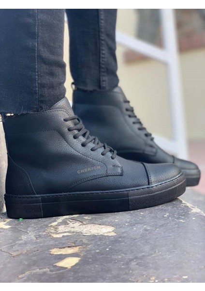CH029 Cst Vulcanized Lace Up Erkek Bot Sıyah