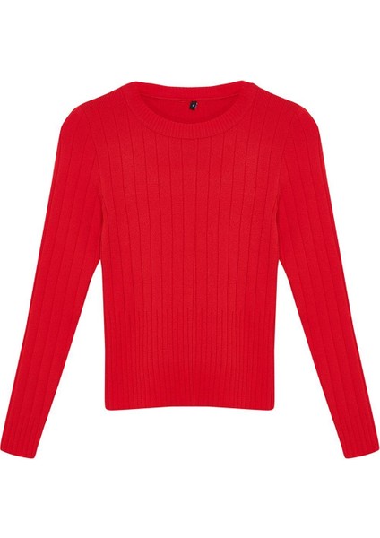 Kadın Moda Şık Bisiklet Yaka Standart Kol Regular Basic Triko Kazak