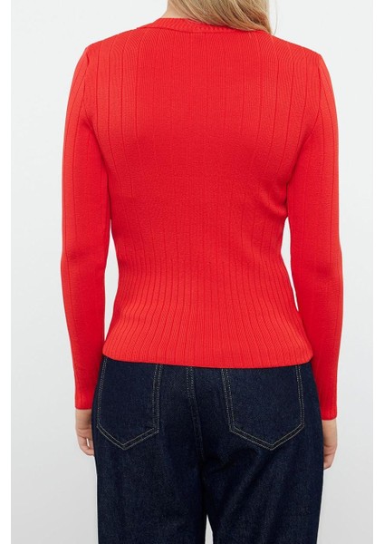 Kadın Moda Şık Bisiklet Yaka Standart Kol Regular Basic Triko Kazak