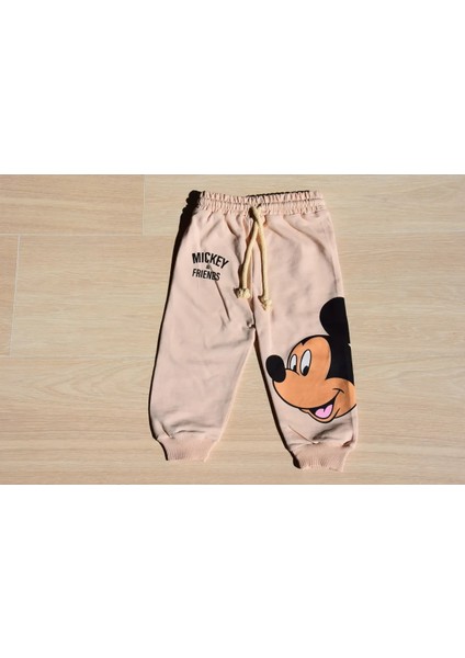 Mickey Mouse Resimli Arkası Baskılı Kapüşonlu 2'li Takım