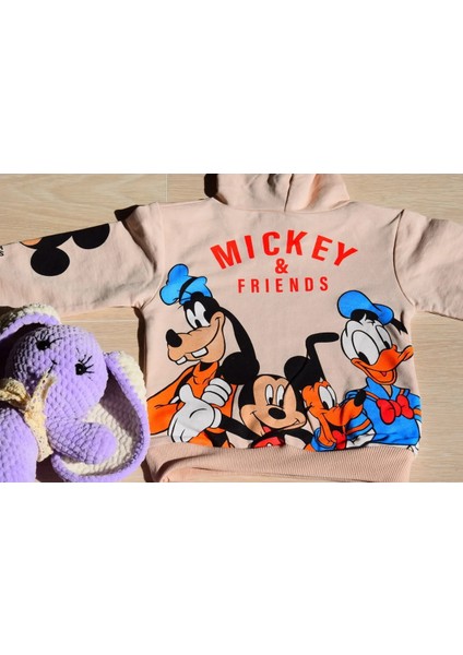 Mickey Mouse Resimli Arkası Baskılı Kapüşonlu 2'li Takım fırsatları