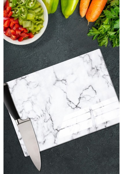 Cam Kesim Panosu 20x30, Beyaz Mermer Tasarım, Dayanıklı ve Şık Kullanım modelleri