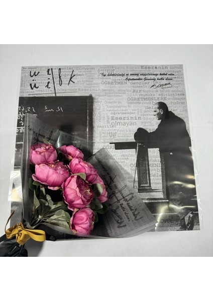 Çiçek Buket Ambalaj Jelatin Kağıdı (Öğretmenler Günü Özel Seri, Atatürk Temalı) 55X55CM (5 Adet) fiyatları