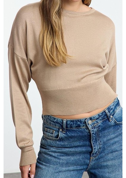 Kadın Moda Şık Bisiklet Yaka Standart Kol Regular Basic Premium Kalite Triko Kazak