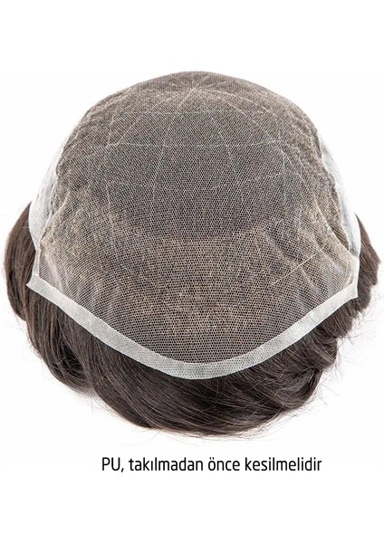 MP7469 Q6 Protez Saç - Erkekler İçin Protez Saç - Toupee For Men - Doğal Dalgalı İnsan Saçı - Dayanıklı Remy Saç - %130 Saç Yoğunluklu Saç Değiştirme Sistemi, 6x8" Boy #2 En Koyu Kahverengi