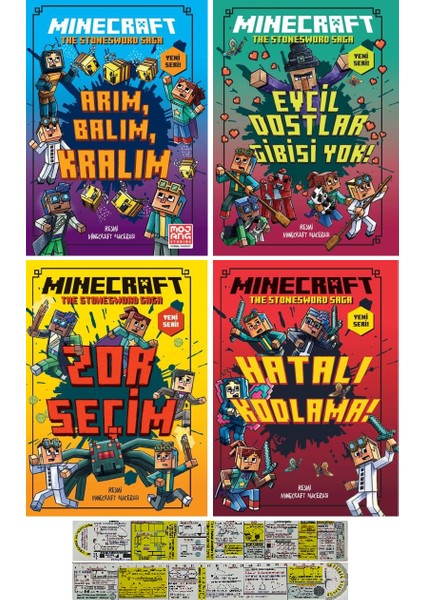 Minecraft Stonesword Saga 4 Kitap Set/arım Balım Kralım - Evcil Dostlar - Zor Seçim - Hatalı Kodlama