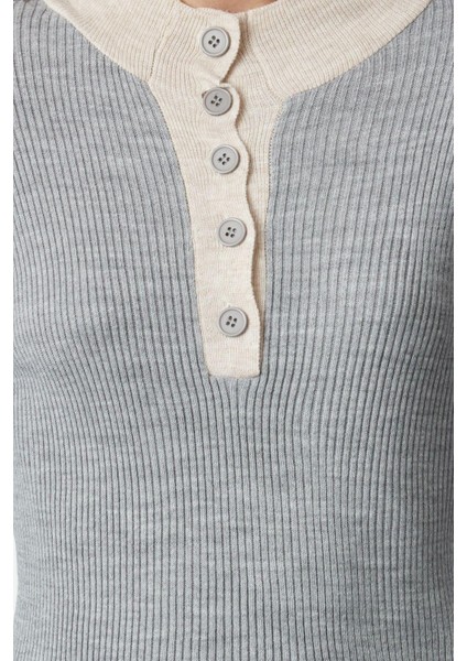 Kadın Moda Şık Carmen Yaka Standart Kol Regular Dik Yaka Triko Kazak modelleri