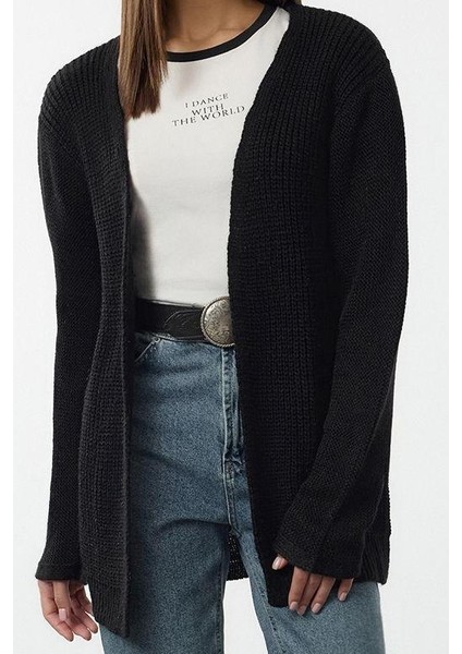 Kadın Moda Şık V Yaka Standart Kol Midi Basic Triko Hırka