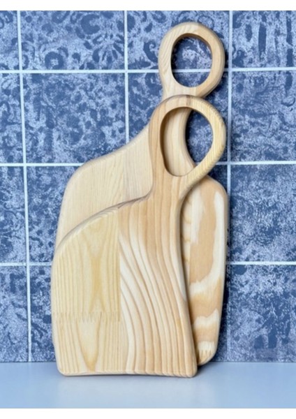 2’li Ahşap Kesme ve Sunum Tahtası, 35x45 cm, Bej renk, şık ve kullanışlı set