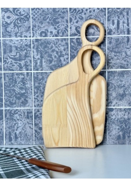 2’li Ahşap Kesme ve Sunum Tahtası, 35x45 cm, Bej renk, şık ve kullanışlı set fiyatları