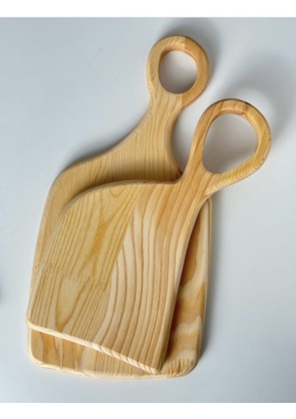 2’li Ahşap Kesme ve Sunum Tahtası, 35x45 cm, Bej renk, şık ve kullanışlı set modelleri