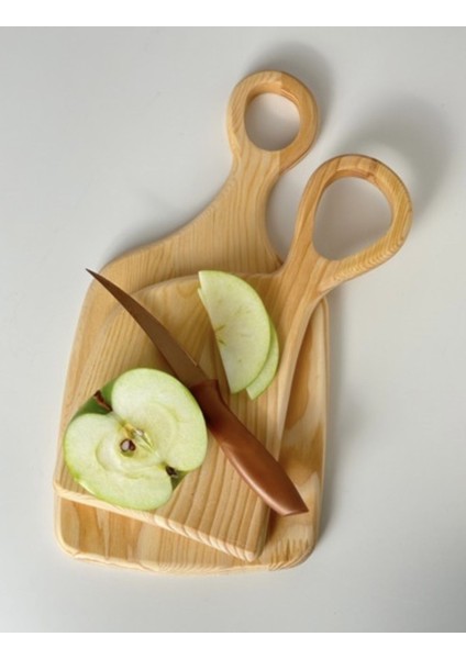 2’li Ahşap Kesme ve Sunum Tahtası, 35x45 cm, Bej renk, şık ve kullanışlı set indirimleri