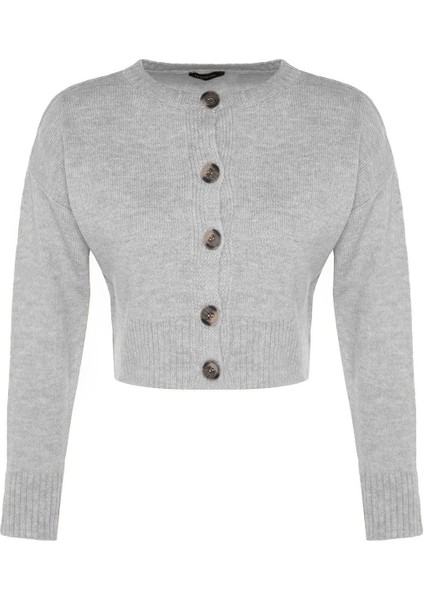 Stil Modern Kadın Crop Düşük Kol Bisiklet Yaka Yumuşak Dokulu Düğmeli Triko Hırka modelleri