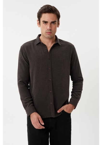 Eg 1888 Kendinden Dokulu Gofre Erkek Gömlek