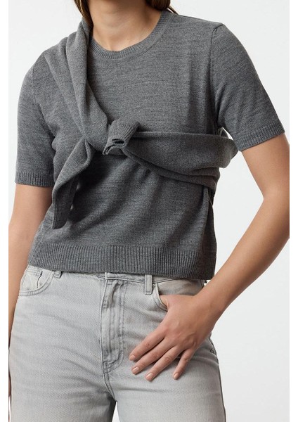 Stil Modern Kadın Regular Standart Kol Bisiklet Yaka Basic Hırka-Bluz Triko Hırka