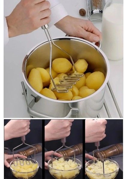 Paslanmaz Çelik Patates Ezici, Dayanıklı ve Pratik Mutfak Aleti