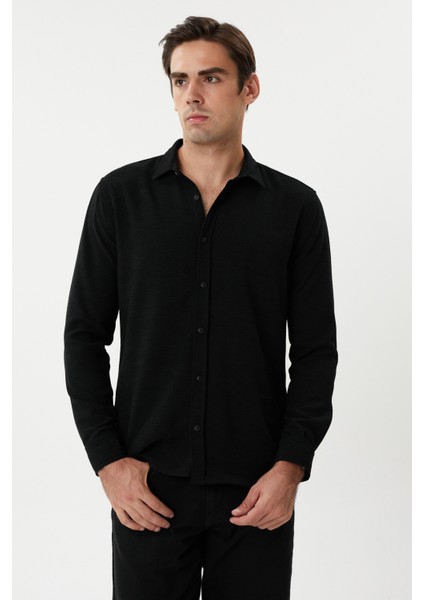 Eg 1888 Kendinden Dokulu Gofre Erkek Gömlek