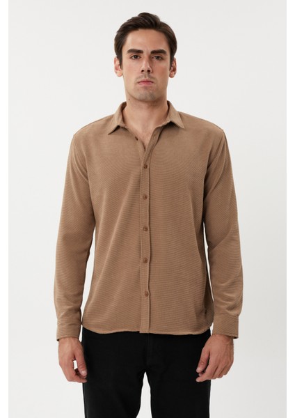 Eg 1888 Kendinden Dokulu Gofre Erkek Gömlek