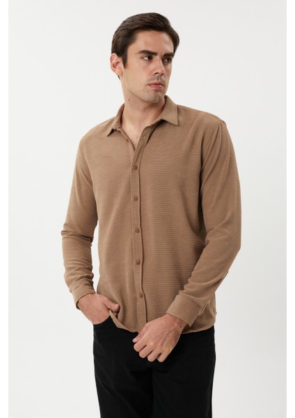 Eg 1888 Kendinden Dokulu Gofre Erkek Gömlek modelleri